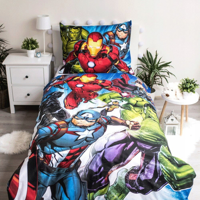 Set jorgani Marvel Avengers Single, pambuk, madhësi europiane, shumëngjyrësh