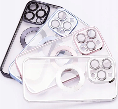 Futera Glam për iPhone 15 Pro Max, TPU i tejdukshëm, unazë mbrojtëse kamere, ngjyrë argjendi