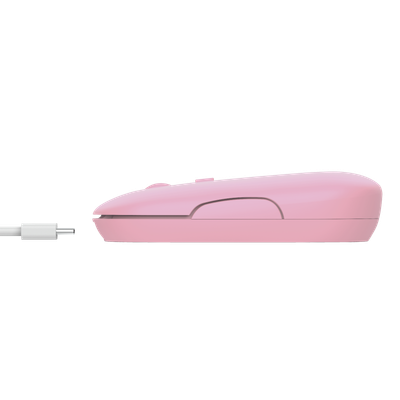 Maus TRUST PUCK, optik, 1600 DPI, USB + Bluetooth, rozë