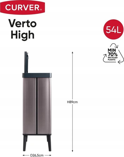 Kosh plehrash Curver Verto, 54L, kapak me shtypje, rozë perlë