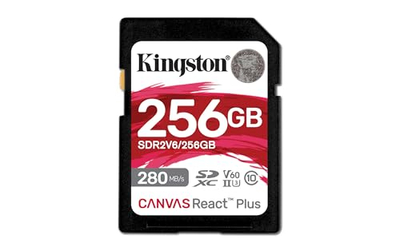Kartë memorie SD Kingston Canvas React Plus V60, 256GB, UHS-II 280MB/s, gri
