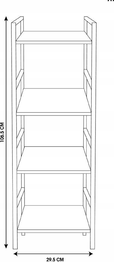 Raft librash Trends4You Bookshelf Metal, 4 rafte, 29.5x23.5x106.5 cm, i zi