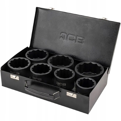 Set çelësa goditës JCB 1", 7 copa, 12 kënde, 46 75mm