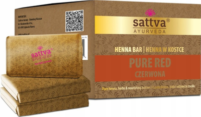 Ngjyrë flokësh me henna Sattva Ayurveda Pure Red, 240g 3x80g, blloqe, e kuqe