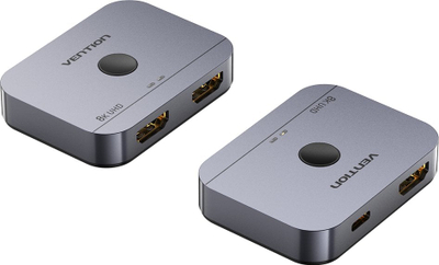 Ndarës HDMI Vention 2 Port Bi Directional, 8K, aliazh alumini, gri