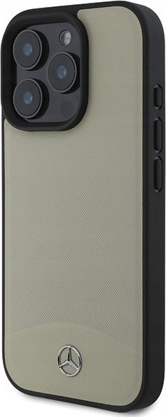 Kapak telefoni Mercedes MB me lëkurë të teksturuar për iPhone 16 Pro Max, lëkurë, MagSafe, bezhë