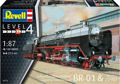 Model treni Revell BR01 me tender T32, shkallë 1:87, 149 pjesë, i zi me tullëkuqe