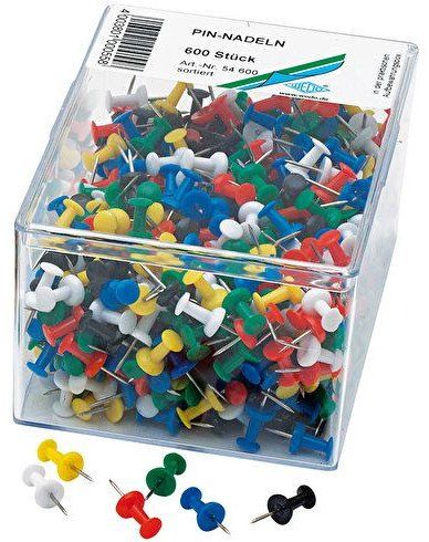 Thumbtack Wedo Diabolo, paketim 600 copë, ngjyra të përziera