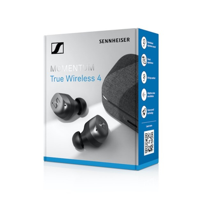 Kufje sportive wireless Sennheiser Momentum MTW4, Bluetooth, me heqje aktive t’zhurmës, ngjyrë e zezë grafit