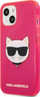 Mbulesë telefoni Karl Lagerfeld Choupette Head për iPhone 13 mini, TPU, rozë fluo