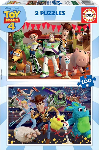 Puzzle Educa Toy Story 4, 2 puzzle me nga 100 copa, shumëngjyrësh