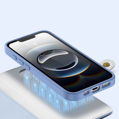 Kllëf telefoni Dux Ducis Lawa për iPhone SE 2025, lëkurë PU, me portofol, blu