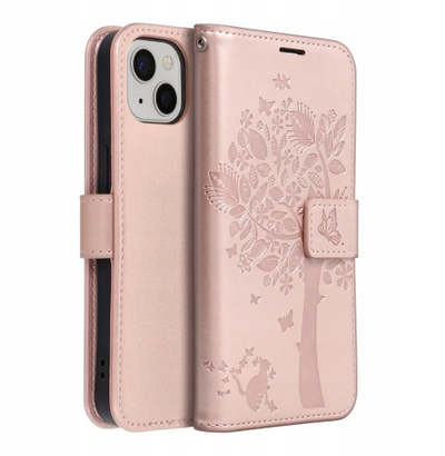 Futrollë libri Forcell OEM MEZZO për iPhone 13, eco-leather, me xhepa, rozë