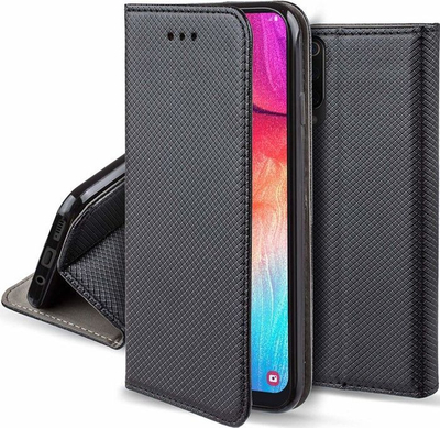 Kuti telefoni me magnet për Samsung Galaxy A32 5G, tip libër, me xhep kartash, e zezë