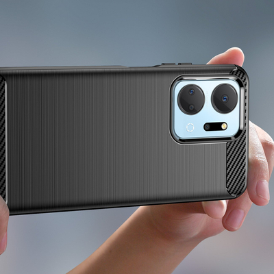 Mbrojtëse telefoni Hurtel Carbon Case për Honor Play 40 Plus X7a, silikoni fleksibël, pamje karboni, e zezë