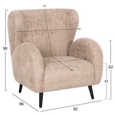 Kolltuk Kryly 83x87x89Hcm (HM9593.07), bezhë/ zezë