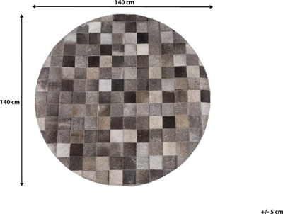 Tapet rrumbullak BERGAMA, lëkurë, Ø140 cm, gri