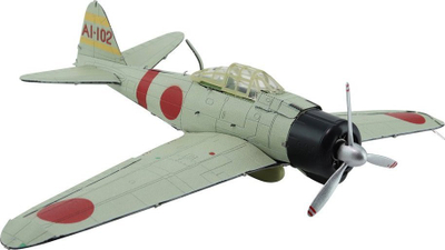 Puzzle metalik 3D Piececool Mitsubishi A6M, model avioni, për zbukurim, jeshil