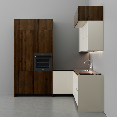 Kuzhinë IMMIGRAND SYSTEMS, Këndore, Dark Oak/Pastel Beige