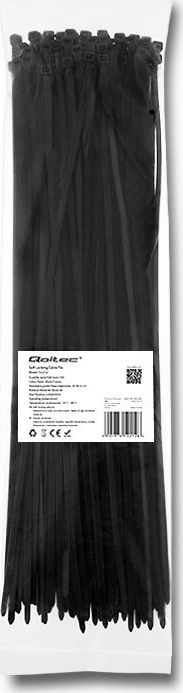 Lidhëse kabllosh Qoltec Cable Ties, 4.8 × 400 mm, najlon, ngjyrë e zezë
