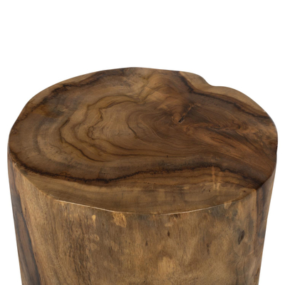 Stol 3-këmbësh druri teak natyral Φ30×40 cm (HM9349)