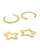 Set bizhuterish Yellow Chimes YCFJER TWSDGN, 2 palë vathë rreth e me yll, 2 kapëse flokësh gjeometrike, ngjyrë ari