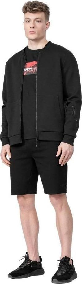Bluza me kapuç për burra 4F M H4L22 BLM017, pambuk, me zinxhir, e zezë