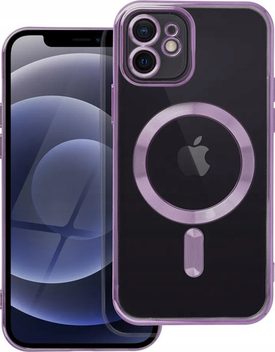 Mbështjellës telefoni Electro Mag Silicone për iPhone 12, me MagSafe, vjollcë transparent