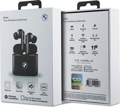Bluetooth слушалки BMW BMWSES20AMK, TWS, IPX4, црни