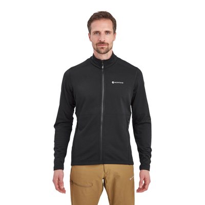 Xhaketë fleece Montane Protium AW23, Thermo Grid, zinxhir i plotë, e zezë