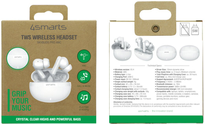 Безжични слушалки 4smarts SkyBuds Pro ANC, со микрофон, поништување на бучава, темно сино