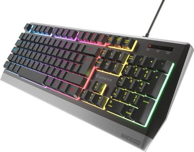 Tastierë gaming Genesis RHOD 300 RGB, me kabllo, layout FR, ngjyrë e zezë