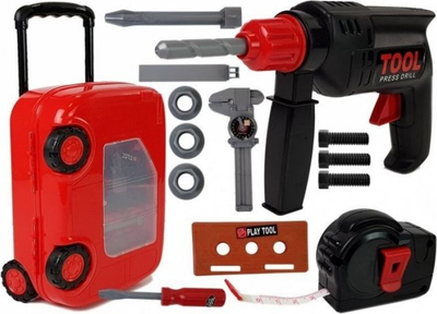 Set veglash lodër Play Tool Workshop, me valixhe, për kalamaj 3+, i kuq