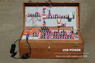 Modul furnizimi USB LittleBits Electronics USB Power, për projekte elektronike, i bardhë