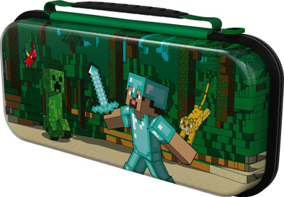 Çantë udhëtimi PDP REALMz Travel Case Plus për Nintendo Switch, Minecraft Forest Battle, jeshile