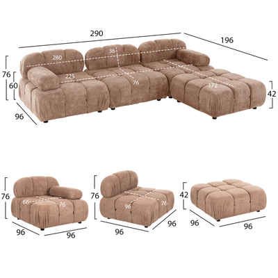 Sofa multifunksionale Shifter 290×196×76 Hcm (HM6073.01), kaftë