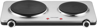Shporet elektrik portativ Concept VE3035, 2 plata, inox, argjend