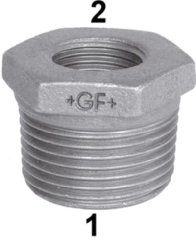Bushing reduktues +GF+ Unite Cs Conc, 1" në 1/2", metalik