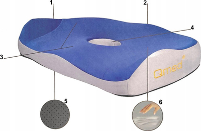 Ортопедска перница за седење Orthopedic Contoured Seat Cushion, мемориска пена, нелизгачка, сива