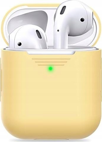 Këllëf për kufje Apple AirPods, nga elastomer i fortë, me karabinë, ngjyrë e zezë