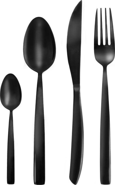 Set lugësh e pirunësh ORION BLACK LUXURE, 24 copë, çelik inox, ngjyrë e zezë