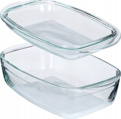 Enë pjekjeje qelqi Vilde, 3L + 1.5L, me kapak qelqi, transparente