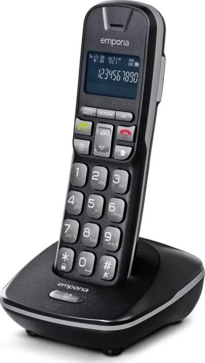 Receptor telefoni pa tel DECT Emporia TH-21, me identifikim t'birit, me altoparlant, i zi