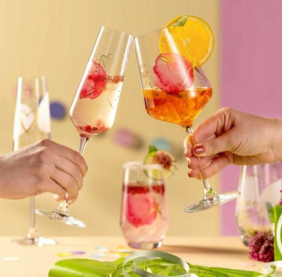 Gotë aperitivi Leonardo Presente, 560ml, qelq transparent me dekor lulesh