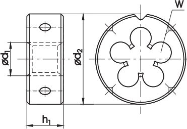 Matricë filetuese HSS M5x0.5 për metal, gri