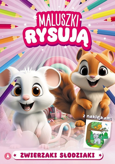 Libër me vizatime për fëmijë Little Ones Draw Sweet Animals, vizatime me vija të trasha, me ngjitëse ngjyrash