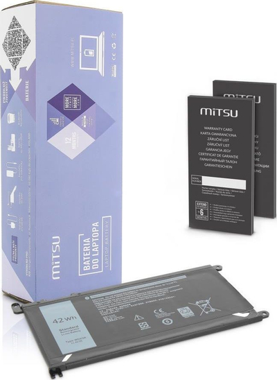 Bateri laptopi Mitsu WDX0R, 42Wh, 11.4V, e zezë