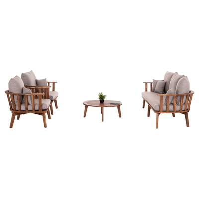 Set lounge oborri Harra HM6236, 4 pjesë, dru akacie, jastëkë gri