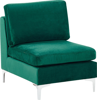 Kënd divan EVJA modular, për 5 veta, me ottoman në anë të majtë, kadife jeshile