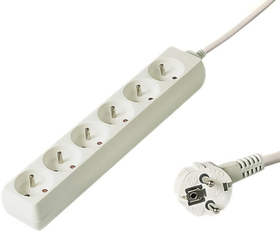 Zgjatues elektrik PremiumCord, 6 vrima, 10m, i bardhë